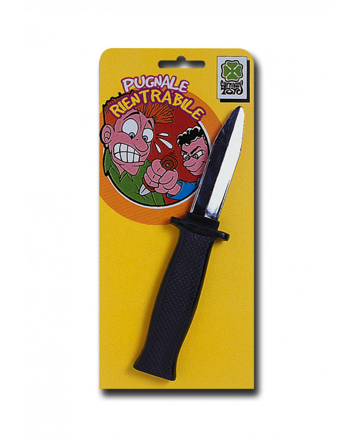 Pugnale in plastica con lama rientrabile. Accessorio ideale per