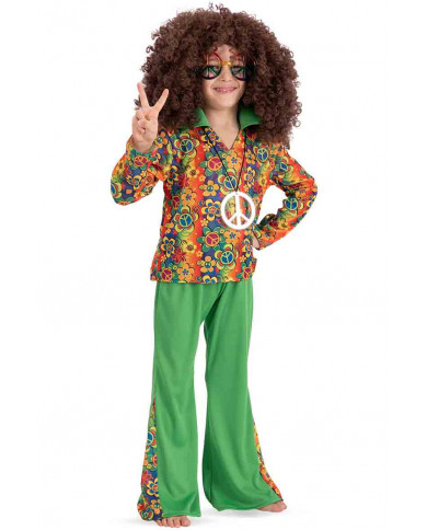 Costume anni '70 per bambino. Include casacca fiorata a maniche