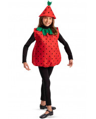 Costume in panno da fragolina color rosso con tanti puntini