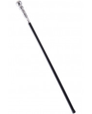 Walking stick in black plastic with silver knob, long cm.9.