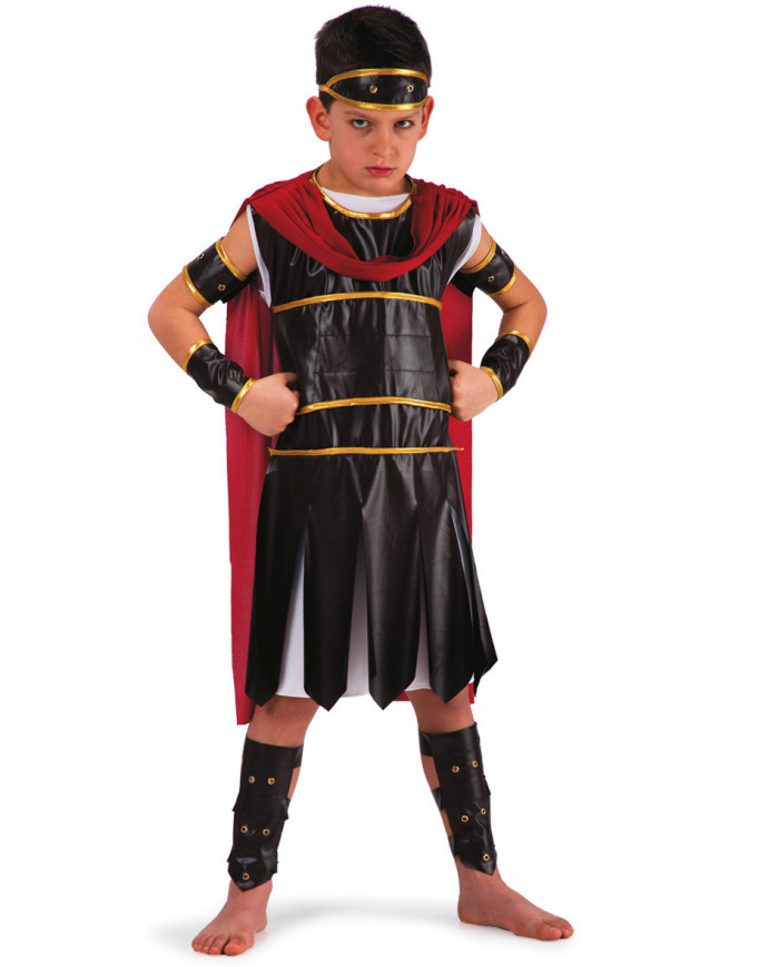 Gladiator costume for kid with tunic and stretchy cape with