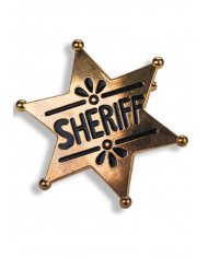 Golden Metal Sheriff Star On Card