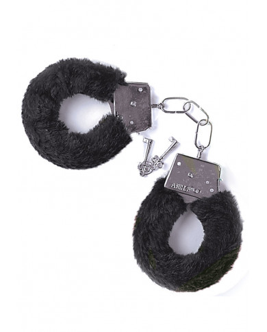 Menottes en peluche noires sous blister