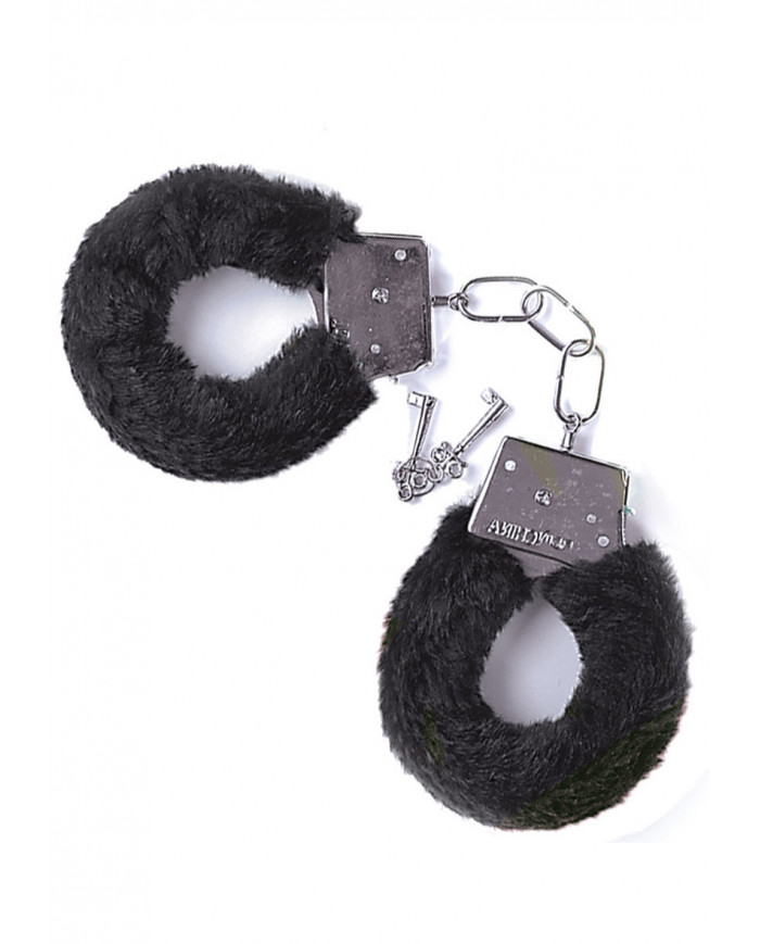 Menottes en peluche noires sous blister