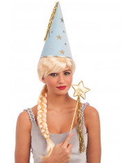 Baguette de fÃ©e dorÃ©e en tissu dans une pochette avec carte dâ€™en-tÃªte