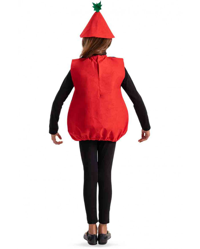 Costume in panno da fragolina color rosso con tanti puntini