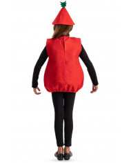 Costume in panno da fragolina color rosso con tanti puntini