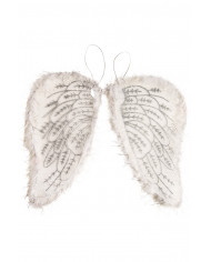 Angel wings in white veil decorated with marabou and silver