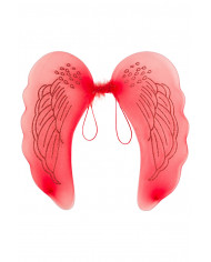 Ali rosse in tulle decorate con glitter, misurano cm. 45x44 ca.