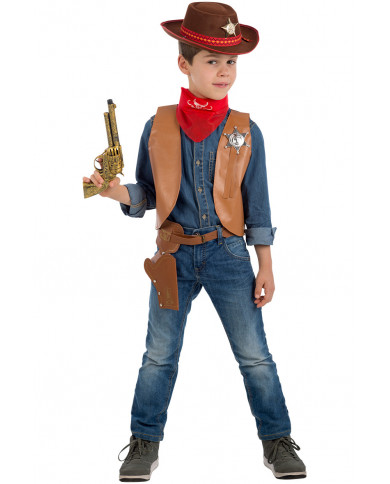 Set consisting of waistcoat, gun, bandana, belt with holster
