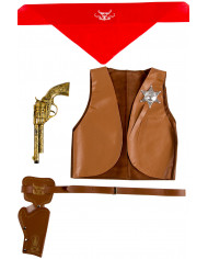 Set consisting of waistcoat, gun, bandana, belt with holster