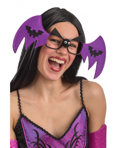 Glasses with black plastic frame without lenses, decorated on