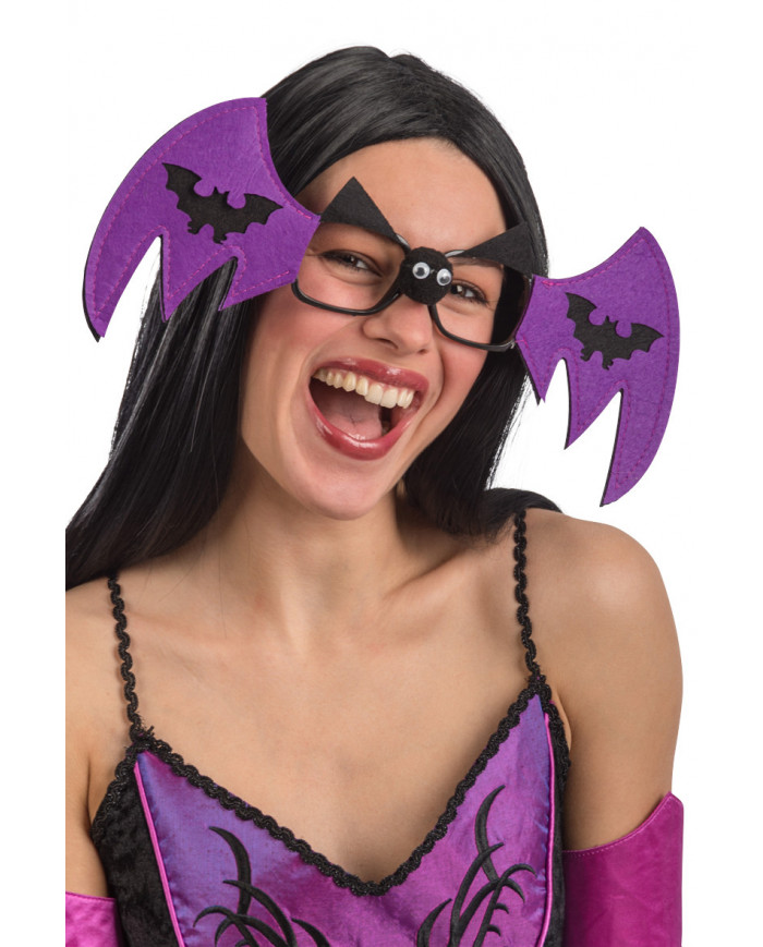 Glasses with black plastic frame without lenses, decorated on