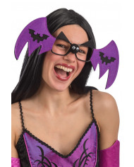 Glasses with black plastic frame without lenses, decorated on