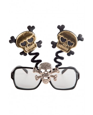 Glasses with black plastic frame without lenses, decorated with