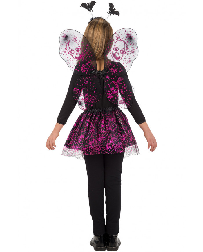 Set composed of wings of h.cm.45x44 in black veil with fuchsia