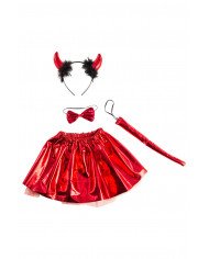 Set consisting of headband with horns, skirt, tail and bow tie
