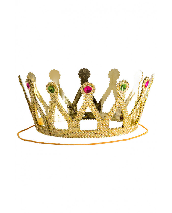 Crown in golden plastic with colored gems. To feel like a queen