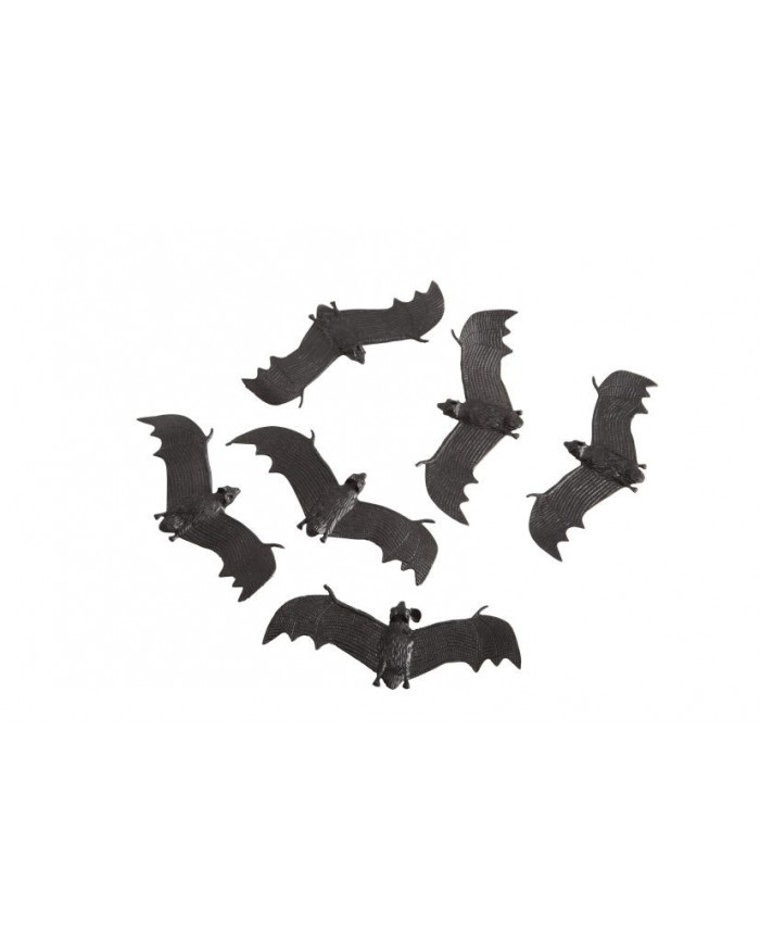 Confezione da 6 pipistrelli in plastica lunghi cm.13 ca.