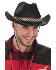 Cappello da cowboy in feltro nero con passamaneria, taglia 60