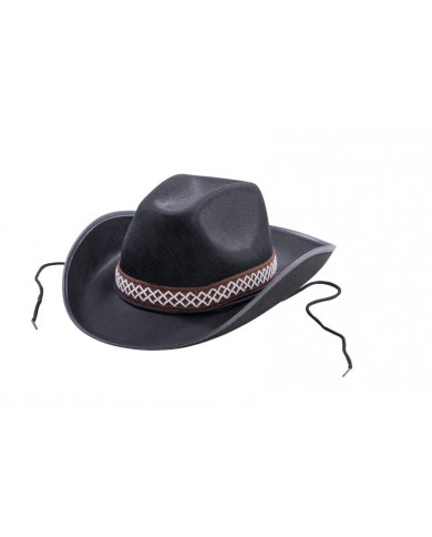 Cappello da cowboy in feltro nero con passamaneria, taglia 60