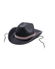 Cappello da cowboy in feltro nero con passamaneria, taglia 60