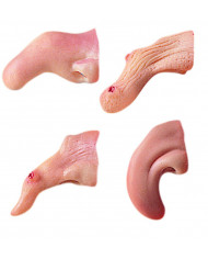 Plastic witch noses with elastic, in assorted models, to