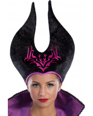 Malefica witch hat in black velvet with fuxia decorations. The
