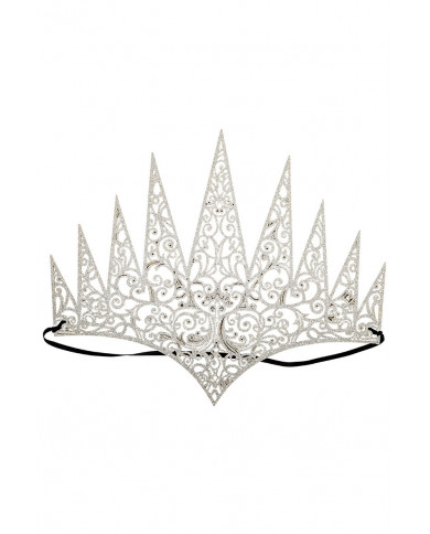 Crown in carved fabric covered with silver glitter to