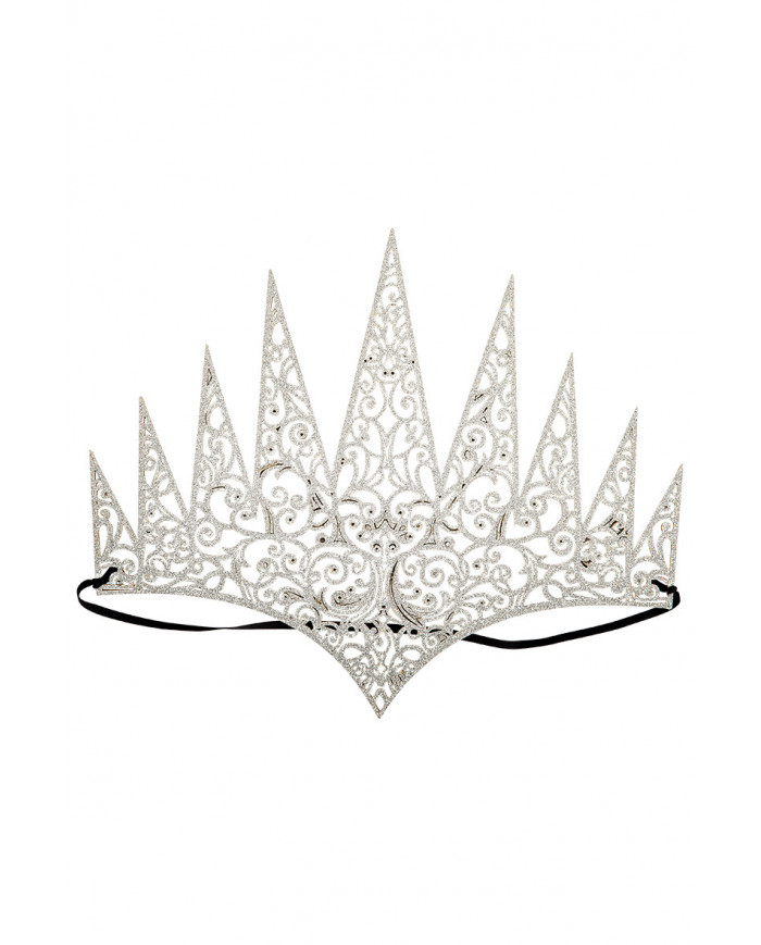 Crown in carved fabric covered with silver glitter to