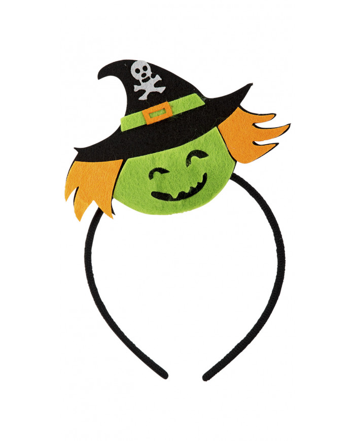 Headband with nice witch felt decoration, ideal for Halloween.