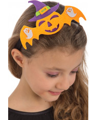 Headband with nice bat felt decoration, ideal for Halloween.