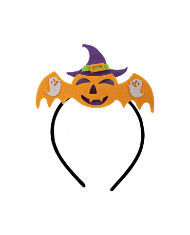 Headband with nice bat felt decoration, ideal for Halloween.