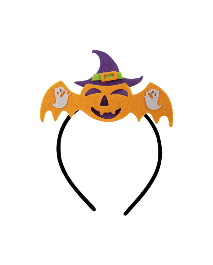 Headband with nice bat felt decoration, ideal for Halloween.