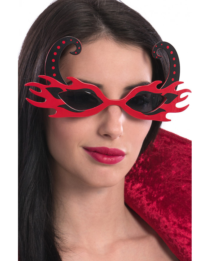 Devil girl glasses with flames and horns, to turn you into a