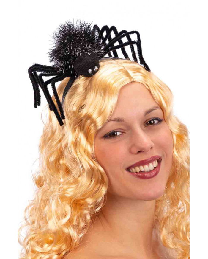 Scary headband with a large black spider applied. Ideal to