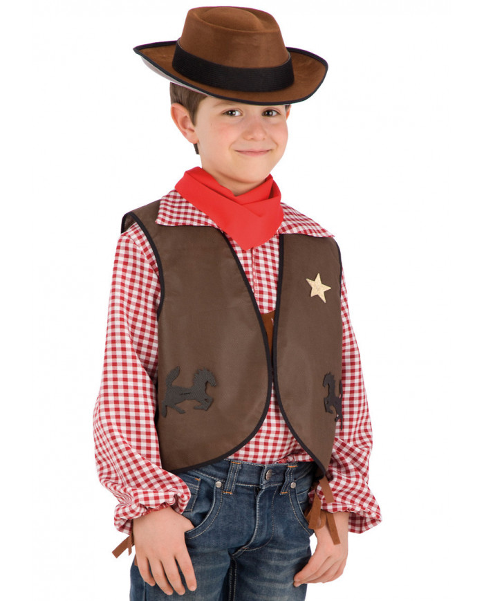 Children Cow-Boy Set (Waistcoat, Hat And Neckpiece) In Bag