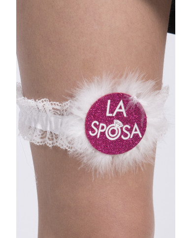 LA SPOSA white garter, perfect for hen parties. The celebrated
