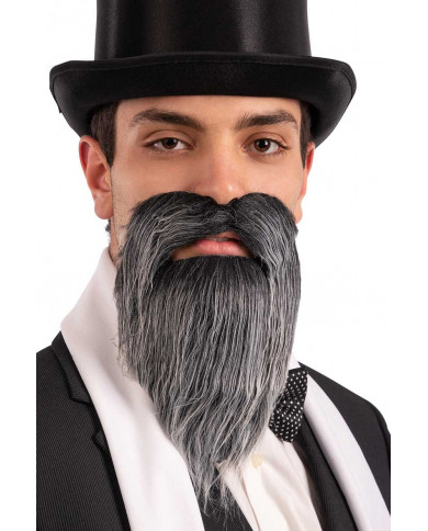 Barba brizzolata con baffi, lunga cm 20. Ideale per spettacoli