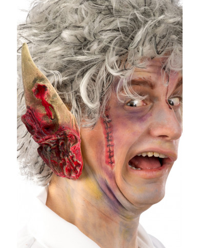 Pointed latex ears with wounds and blood splatters to complete