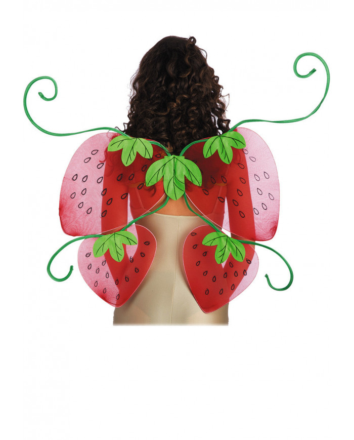 Ali a forma di fragoline, realizzate in tulle rosso e decorate