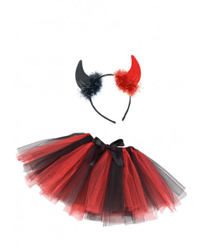 Set da diavoletta nero e rosso composto da una gonna in tulle