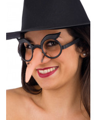 Brille ohne GlÃ¤ser mit Hexennase in Beutel mit AufhÃ¤nger