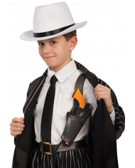 Pistola con funda a bandolera en bolsa con solapa de cartÃ³n