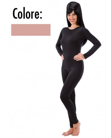 Tuta color nudo, da donna, in lycra. Adatta per completare