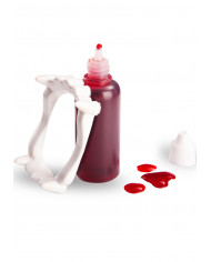 Kunstblut in Flasche mit Vampirgebiss ca. 28 ml in Sichtverpackung