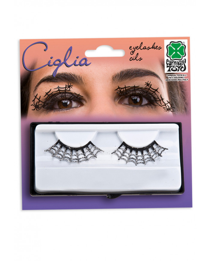Black Lashes With Glitter Spiderwebs In Blister