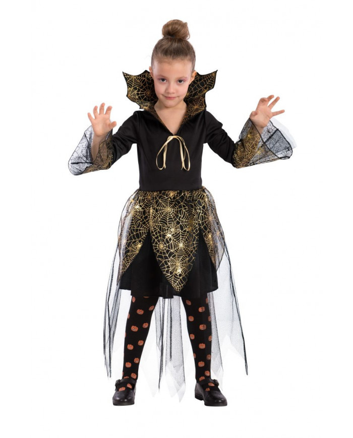Witch costume for kid with stretch fabric dress with decorated