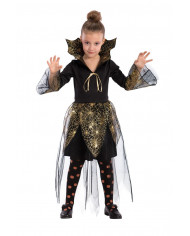 Witch costume for kid with stretch fabric dress with decorated
