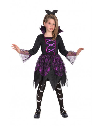 Witch costume for kid composed by stretch fabric dress with
